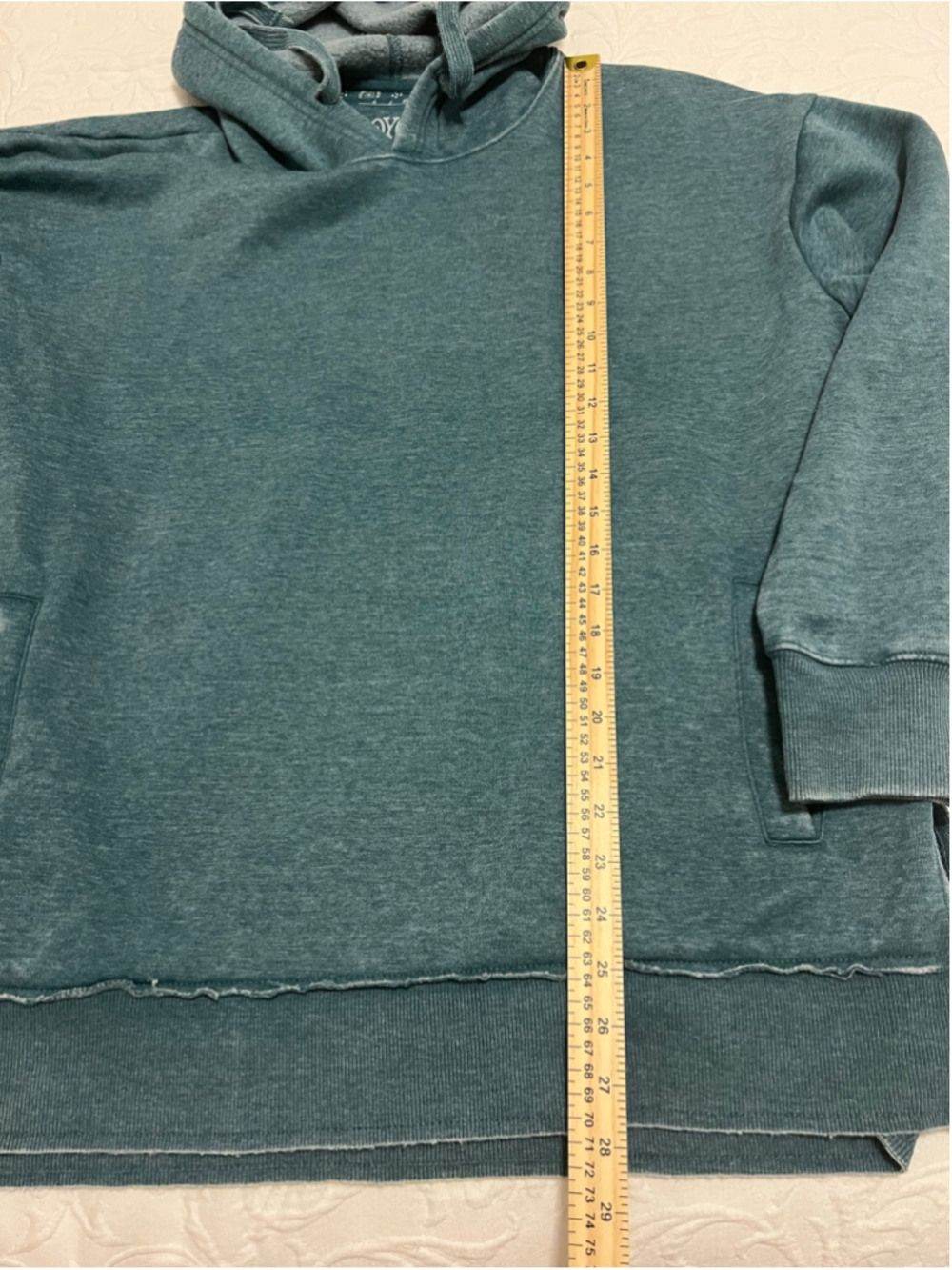 Women's Royce Washed Teal Hoodie Sweatshirt Size L - Picture 6 of 9